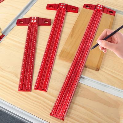 60-500MM Präzisionsmarkierungs-T-Lineal Aluminiumlegierung Holzbearbeitung Anreißwerkzeug Markierungslehre Deluxe Durchgestrichenes Loch Anreißlineal
