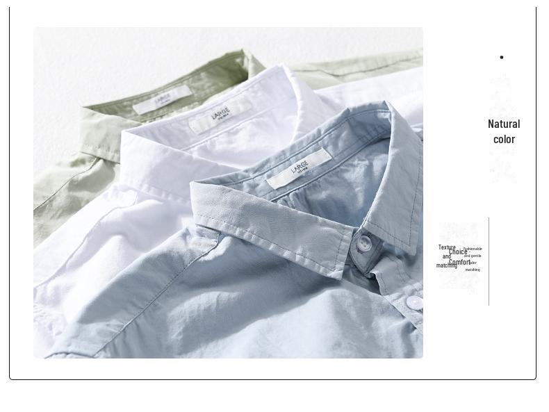 Men's Summer Cotton Shirt - Japanese Style, Fresh Solid White