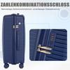 20"/24"/28" 3-Piece PP Spinner Luggage Set – Sizes with Side Handles, Hanging Hooks & Protective Feet – Integrated Combination Lock(Blue)