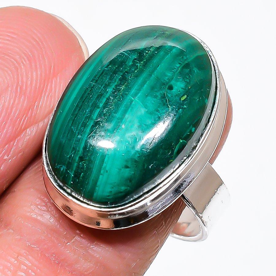 

Natural Malachite Gemstone 925 Sterling Silver Jewelry Ring Size 10 AR-16429