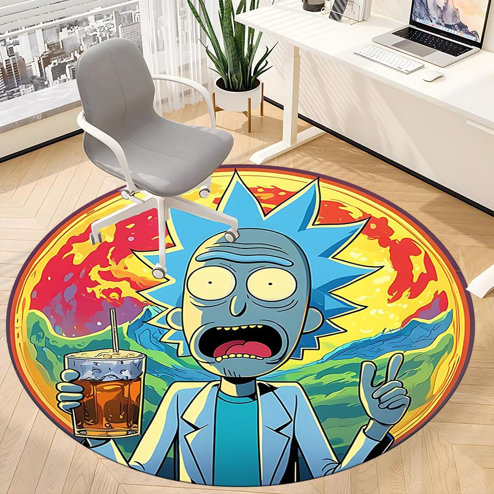 1pc Rick and Morty Office Round Area Rug, Indoor Mat Suitable For Office, Under Office Chairs Bedroom Living Room Home Decor a0908176