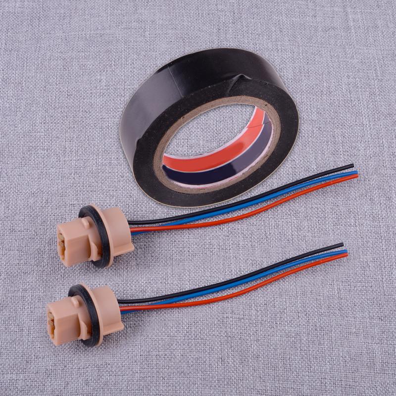 2pcs Front Turn Signal Light Lamp Socket Bulb Pigtail Connector Harness with ulation Tape Fit for Nissan 7443R 7444NA 990 991