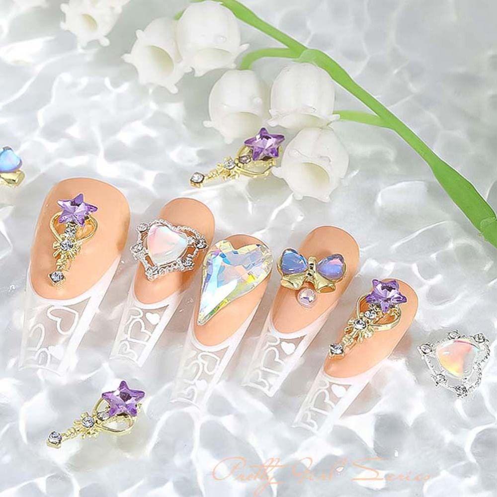 

Подвески для ногтей в форме сердца с бантом, украшения для ногтей, ювелирные изделия для дизайна ногтей, стразы для ногтей в форме сердца, 3D фрезы для ногтей