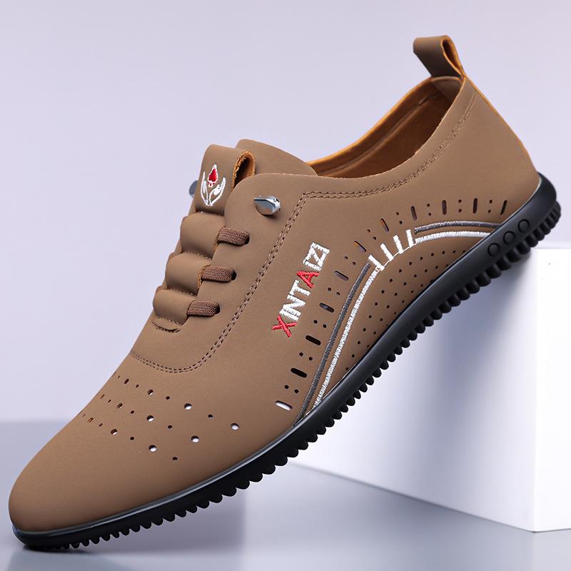 Summer Trendy Shoes Fashionable Versatile Personality Men's Casual Business Leather Shoes Crocodile Pattern Leather Surface Trend One Pedal Men's Shoe