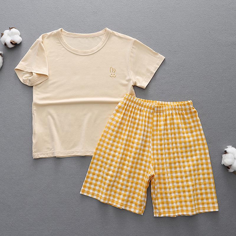 Children s Ice Silk Short Sleeve Pajama Set for Summer - Boys & Girls 90 cm