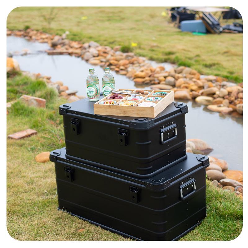 Black Aluminum Camping & Storage Box for Home, Outdoor, & Car Trunk