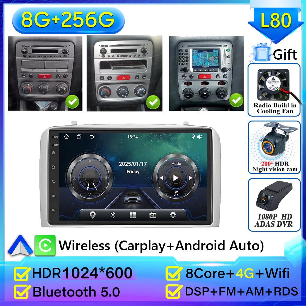 Android 16 Carplay For Alfa Romeo 147 GT 937 2000-2010 GPS Navigation Video Car Radio GPS Automotive Multimedia Car Monitor DVD