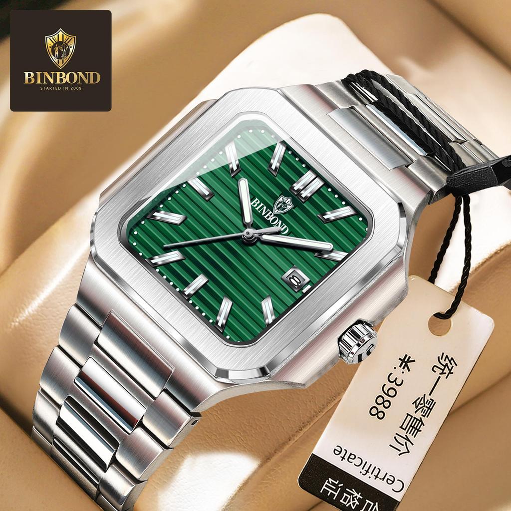 Binbang Men's Large Dial Tritium Sport Watch - High-End Trendy Model