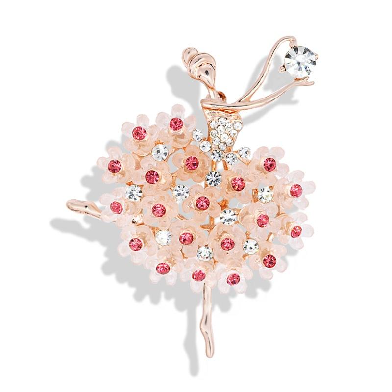 SKEDS Exquisite Crystal Ballet Dancer Brooches Jewelry Pins For Lady Elegant Women's Brooch Pin Decorative Suit Clothing Badges