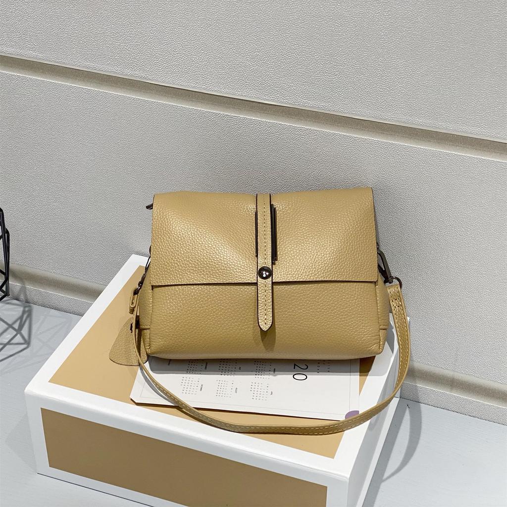 Sac à Bandoulière en Cuir Véritable Style Coréen pour Femme - Sac Décontracté en Cuir de Vache Grande Capacité