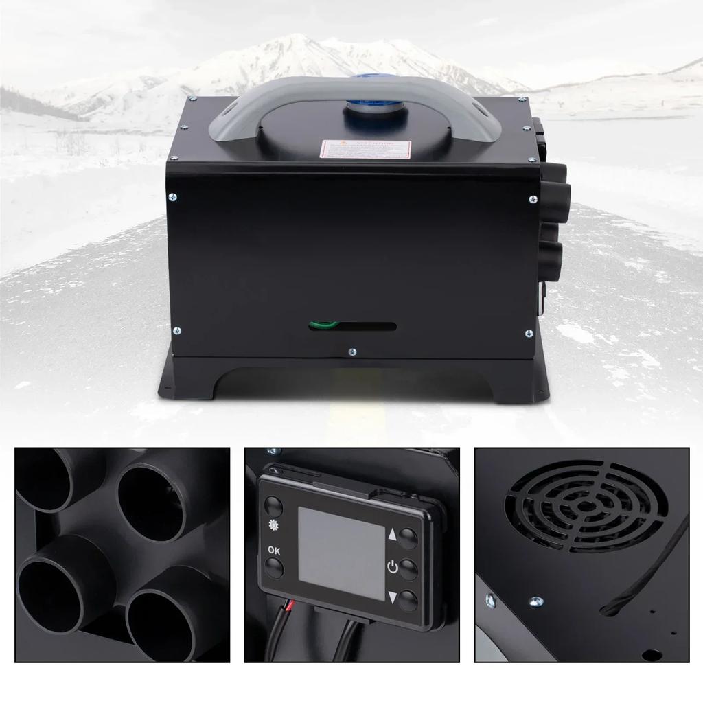 5KW 12V/24V Car Diesel Air Heater 4 Hole Outlet Parking Heater Low Noise Remote Car Heater Webasto for RV Trailer Van Boat