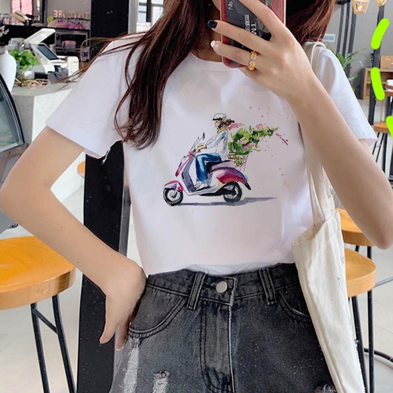 💰Comprar Camisetas estéticas bicicletas estampadas mujeres camiseta manga corta casual camiseta blanca camiseta femenina harajuku camisetas mujer ropa de mujer barato al mejor precio en tienda en línea Joom — ⭐comentarios