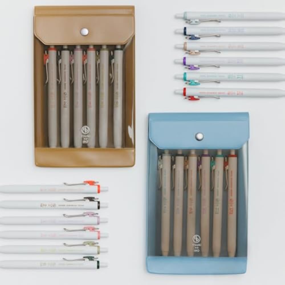 Hobonichi Notebook TSUKI No IRO/Uniball One July-December Set with Case, Notebook Accessory