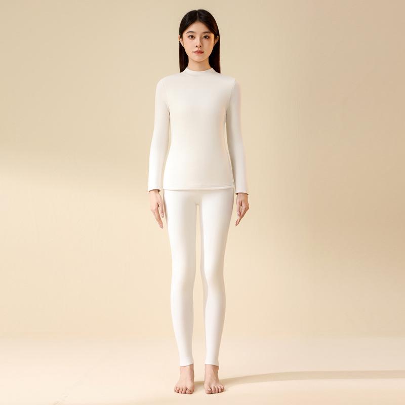 Lyocell Tencel Warmes Fleecegefüttertes Unterwäscheset zum Schutz von Taille und Bauch (Langarm Oberteil & Hose)