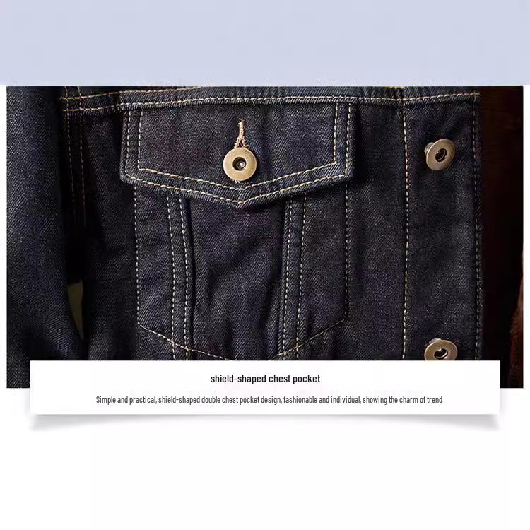 2018 Men's Winter Fleece-Lined Denim Jacket, Warm and Thickened, Korean Slim Fit, Plus Size Available