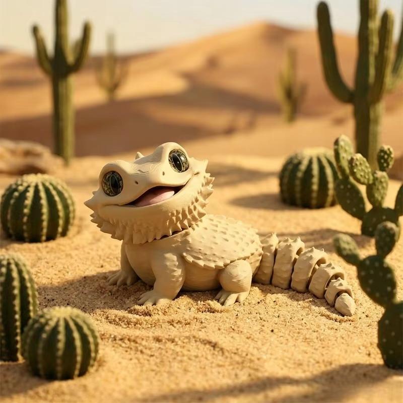 1Pcs 3D Printed Bearded Dragon Statue Adorable Lizard Figurine Creative Gift For Reptile Enthusiasts Shelf Tabletop Ornament