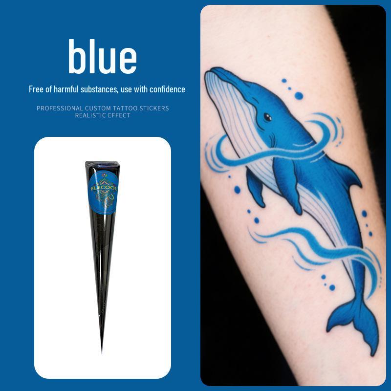 ELECOOL Waterproof Hand-painted Semi-Henna Tattoo Cream with Stencils and Stickers