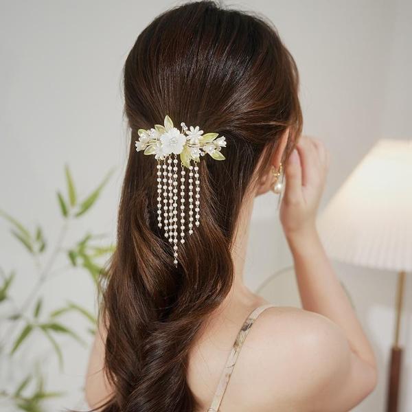 1PC Fashion Elegant Pearl Tassel Hair Claw Clips Hairpins Flower Hair Clip Headwear for Women Girls Hair Accessories
