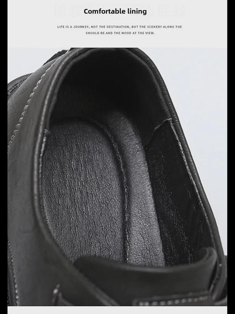 Męskie skórzane wsuwane buty do pracy i na co dzień z ochroną palców