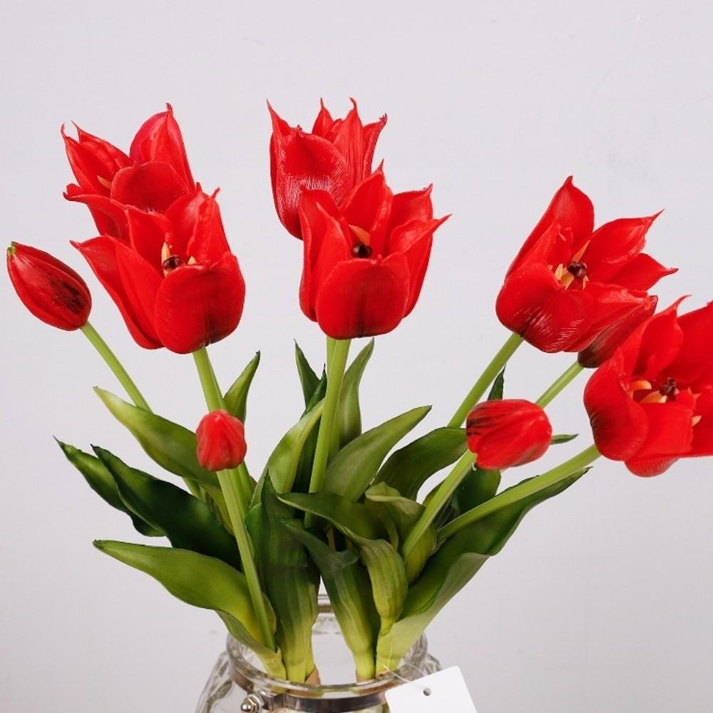 with Leaves Fake Tulip Flowers Real Touch Faux Flowers Living Room Desktop