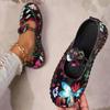 Fashion Floral Embroider Flats for Women Plus Size Print Pu Leather Platform Loafers Woman 2025 Summer Soft Sole Non Slip Casual Shoes
