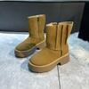 Women's Large Size Thick Sole Winter Warm Fur One Snow Boots Padded Lined Ankle Boots Anti-slip Hiking Casual Sports Cotton Boots Martin Boots