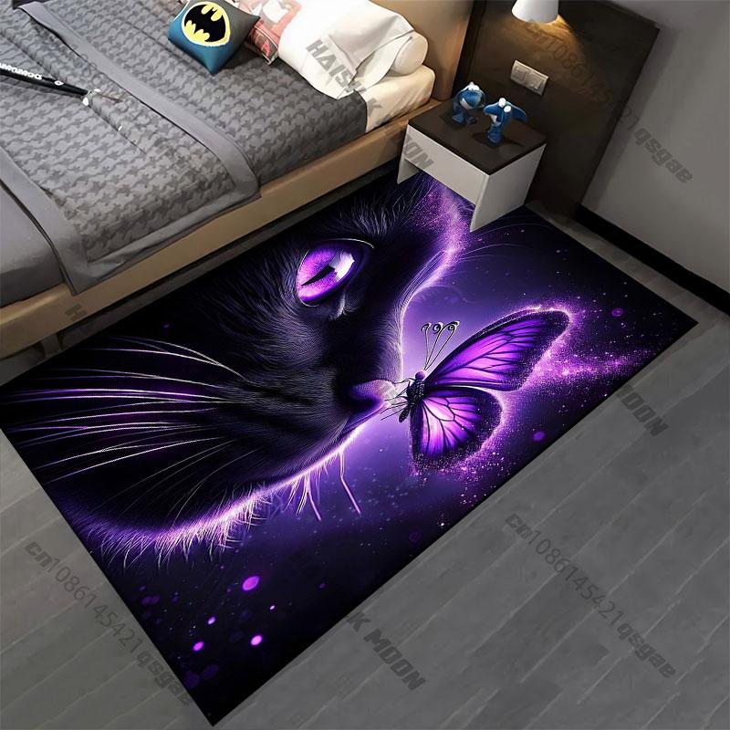 Mystical Connection Between Cat Butterfly Carpet Yoga Living Room Room Decor Children's Crawling Mat Doormat Area Rug