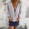 Spring and Autumn Loose T-shirt Women's V Neck Casual