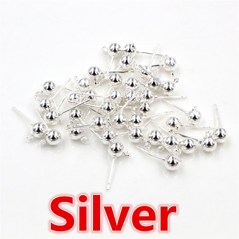50 Stück/Los 3/4/5mm 6 Farben Pin-Funde Ohrstecker Basis-Pins Stopper Verbinder Für DIY Schmuckherstellung Zubehör Zubehör