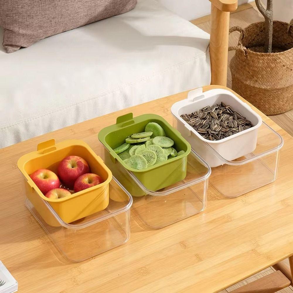Double Layer Snack Holder Phone Holder Slot Snacks Dry Fruit Box Fruit Draining Basket Household