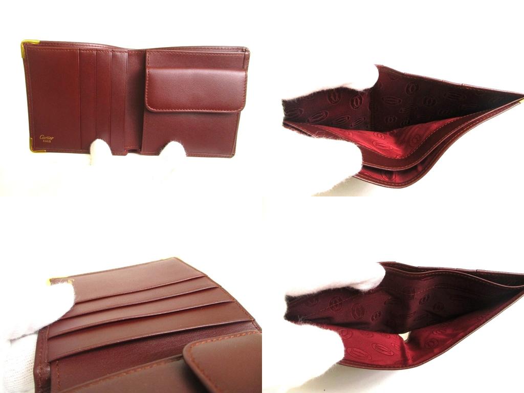 Authentic Cartier Must de Cartier Bordeaux Leather Bifold Wallet Purse #a853  Refurbished
