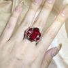 Fashion Female Jewelry Ring Have 925 Stamp AAA Big Red CZ Stone Wedding Engagement Rings for Women Party Jewelry Gift
