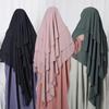 Long Khimar Hijab Scarf Wrap 2 Layers Crepe Voile Femme Musulman Muslim Fashion Ramadan Prayer Hijabs  Islamic Clothing