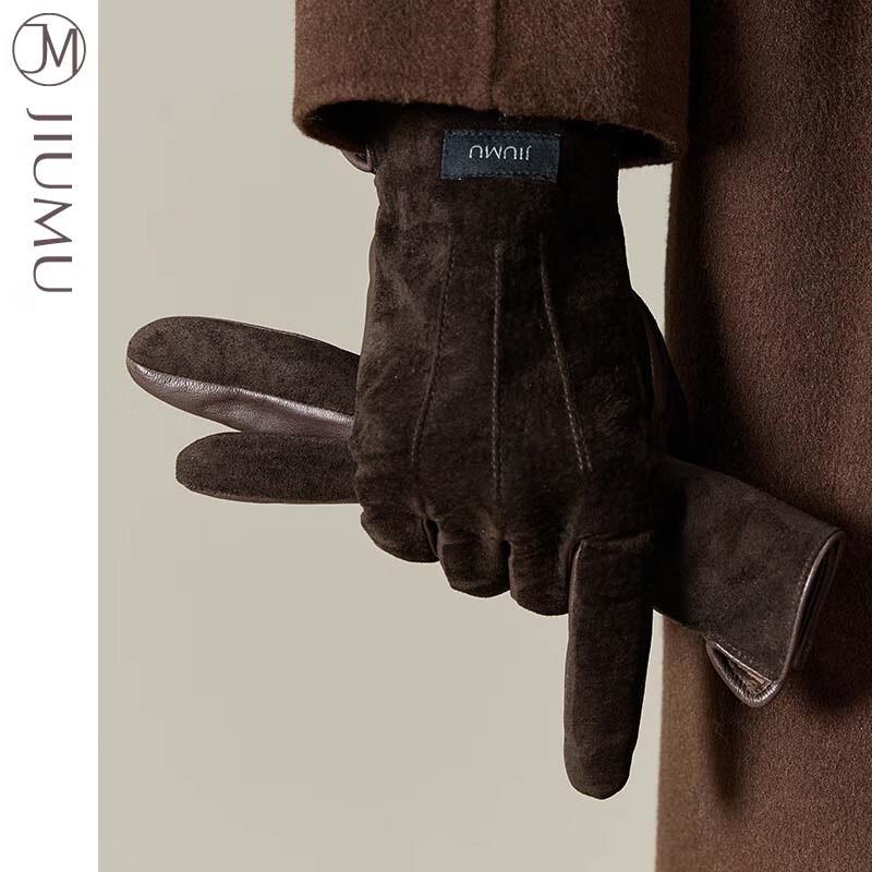 JIUMU Men's Warm Genuine Leather Touchscreen Gloves GLZ047