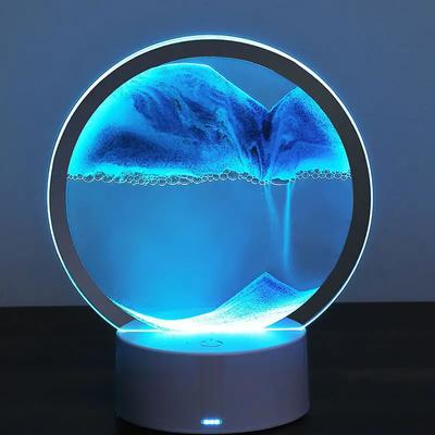 1pc Moving Sand Art Table Lamp USB LED Craft Quicksand 3D Natural Landscape Flowing Sand Dimmable Moving Hourglass Night Light