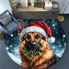 German Shepherd Round Area Rug,Carpet Rug for Living Room Bedroom Sofa Playroom Decor,Non-slip Floor Mat
