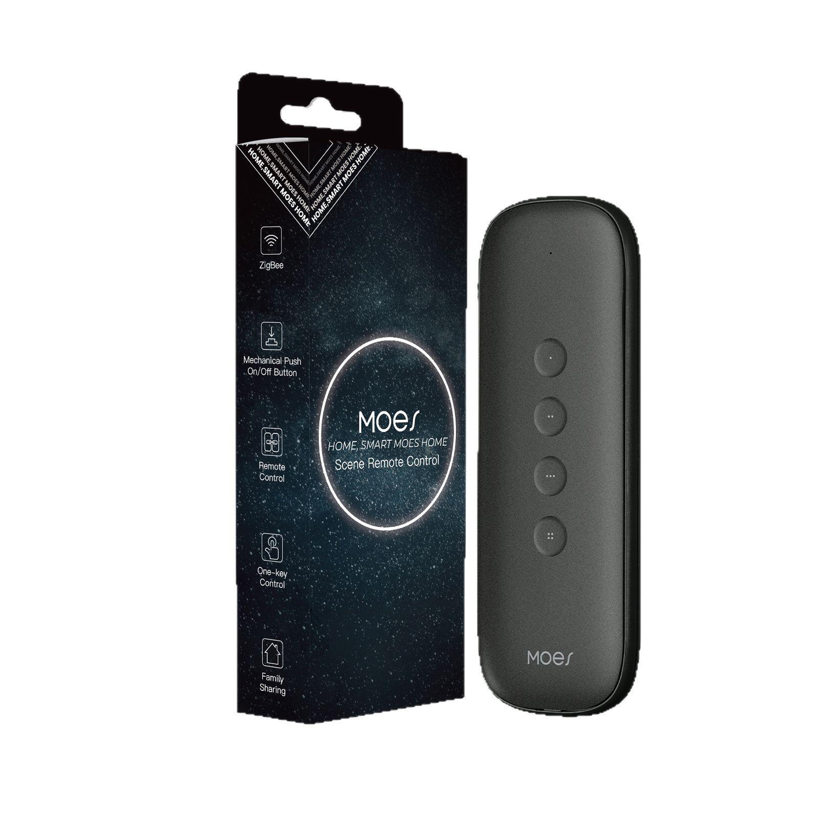 MOES 4-Key Zigbee Smart Switch: Wireless Remote Control, App Timer, Scene Selector