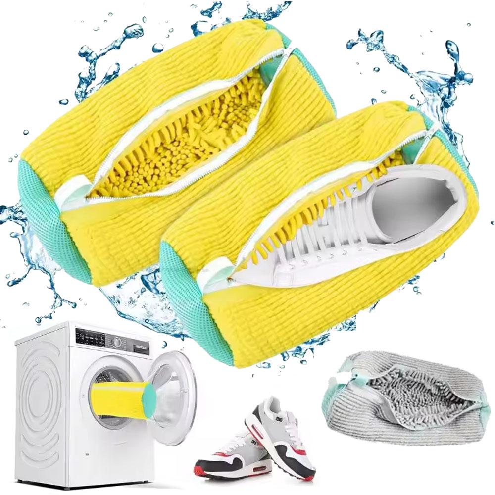 Durable Mesh Shoe Wash Bag with Zipper Rich Fluff Inside Protects Sneakers Casual Shoes in Washer Dryer Travel Storage Organizer