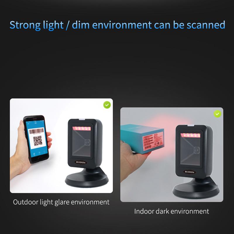 1D 2D Platform Scanner 2D Handfree Barcode 2D Scanner Desktop Barcode Reader Wired USB  Scanner QR Code PDF417 Code