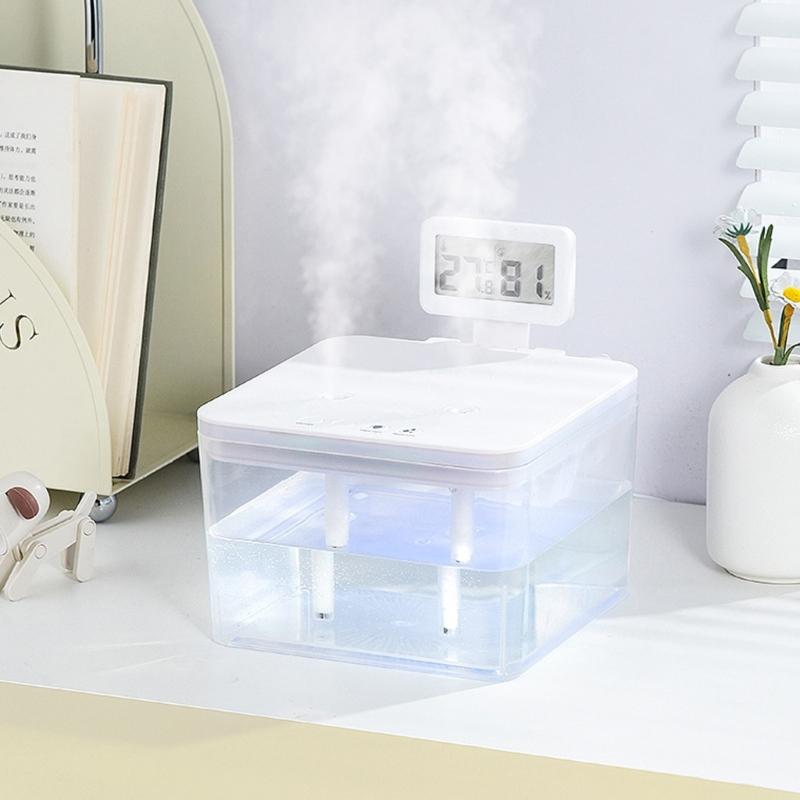 4L Großer Kapazitäts-Luftbefeuchter Doppelte Sprays Temperatur-Luftfeuchtigkeitsanzeige Schlafzimmer Schreibtisch Mit Nachtlicht für Schlafzimmer