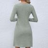 Women's Autumn/winter Button Waist Long Sleeve Sweater Dress