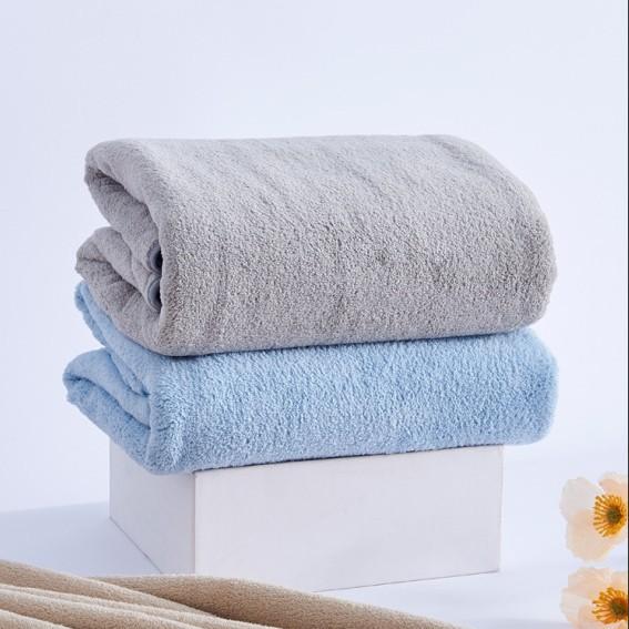 Coral Fleece Bath Towel Thickened Solid Color Wrapped Edge Absorbent Quick Drying Soft Adult Bath Towel for Home Use
