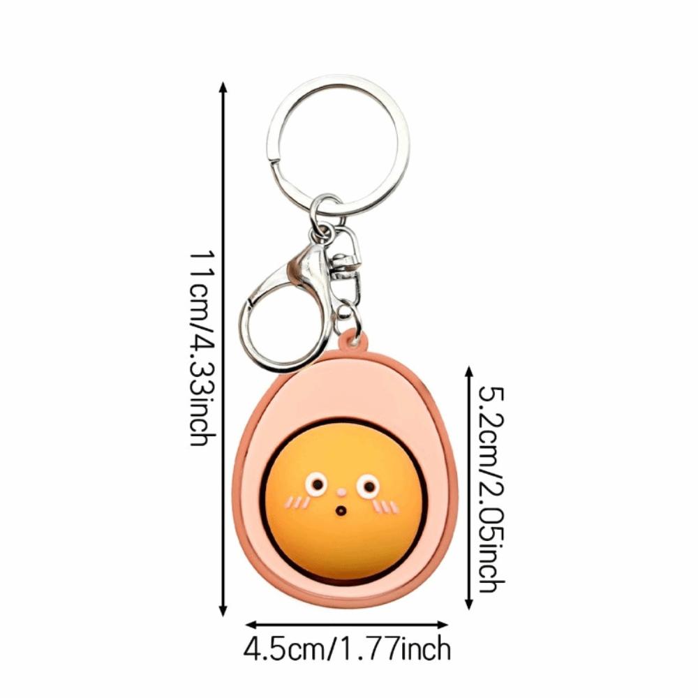 Egg Shaped Tea Leaves Keychain Realistic Stress Relief Eggshell Pendant Cute Buttons Portable Button KeyRing Key Bag Decoration