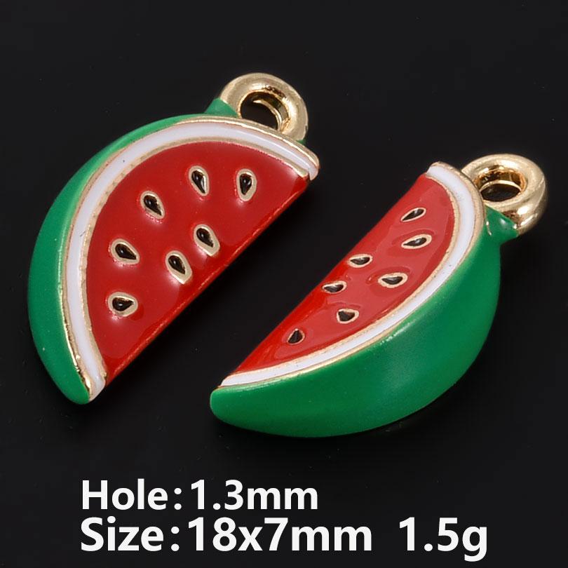 5pcs Three-Dimensional Enamel Fruit Charm Grape Peach Watermelon Alloy Oil Drop Charms For Jewelry Making Supplies DIY Earrings