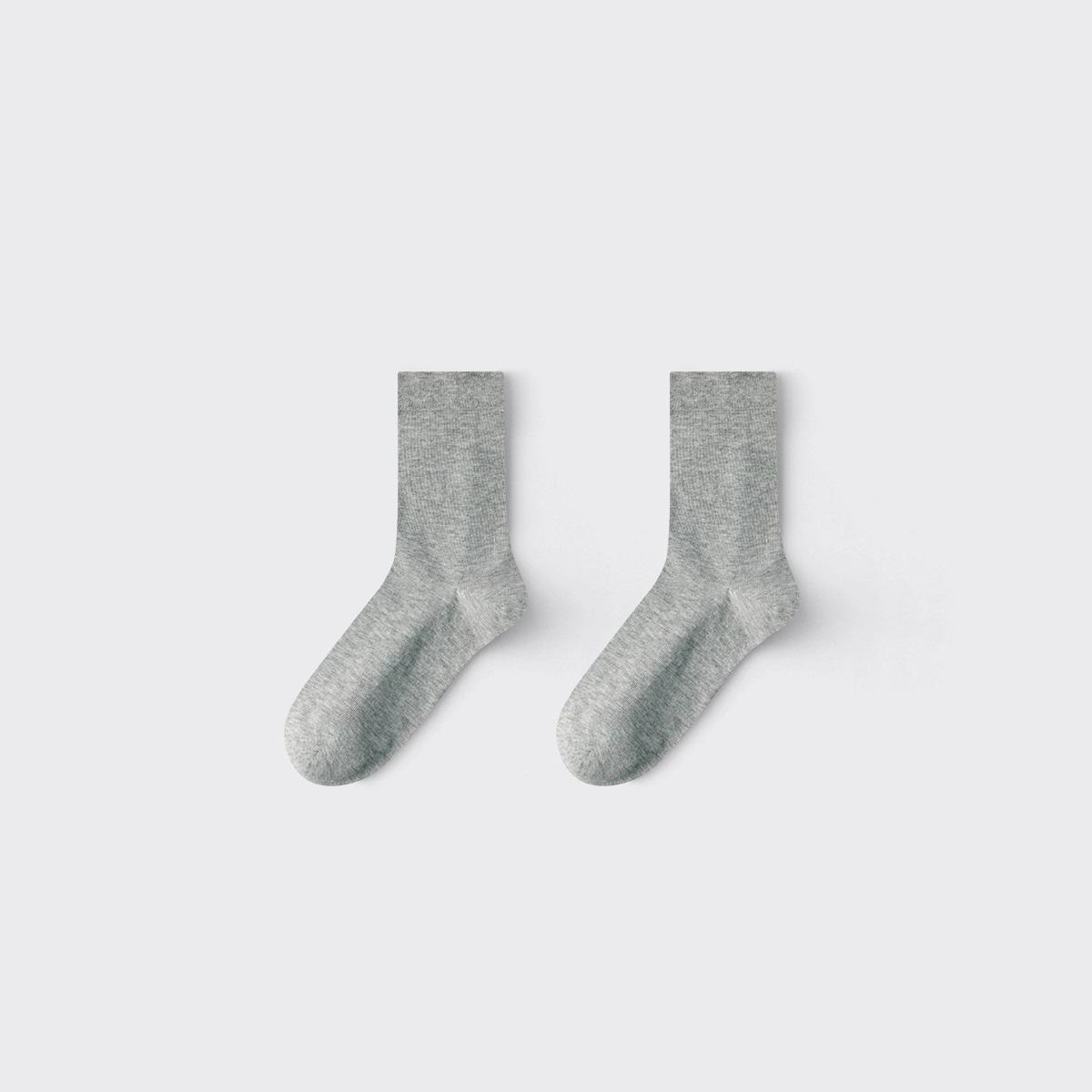 5/10 пар женских бесшовных хлопковых носков однотонных средней длины 5 Pairs серый