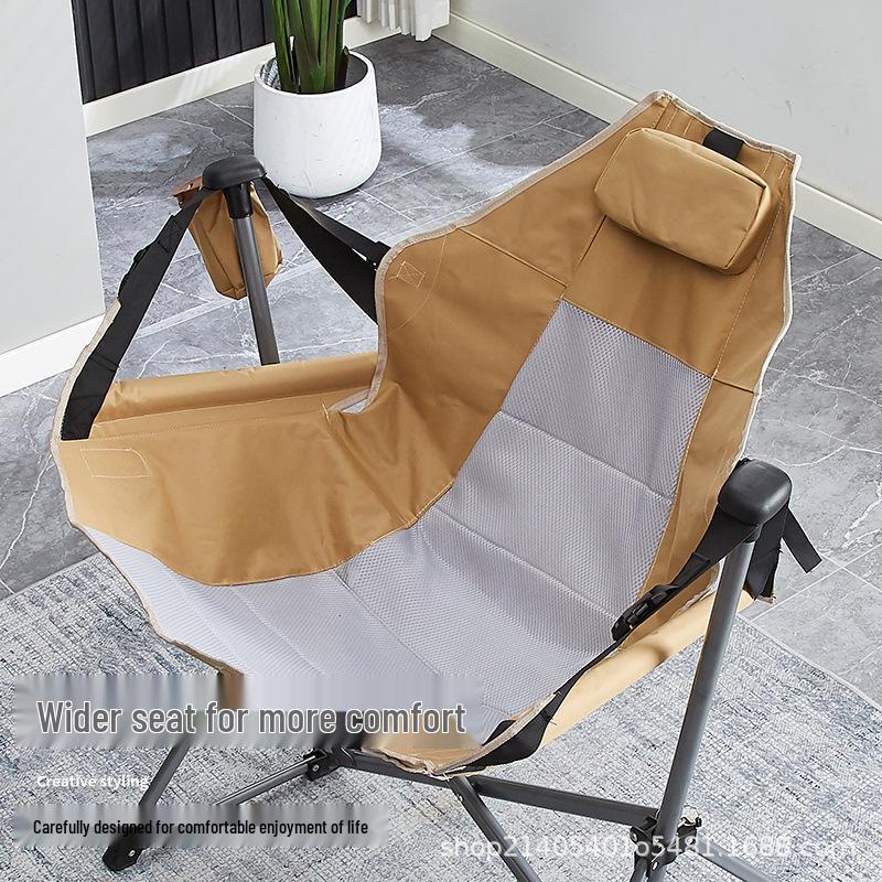 Portable Outdoor Folding Beach Rocking Chair for Camping, Home Leisure, and Fishing with Backrest