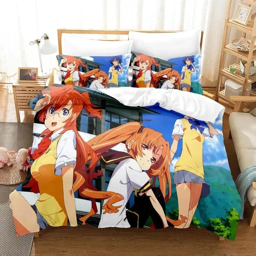 New Kawaii Waiting In The Summer Bedding Set Cartoon Anime Three-Piece Set Adult Kid Bedroom Duvet Cover Sets Twin Bedding Set