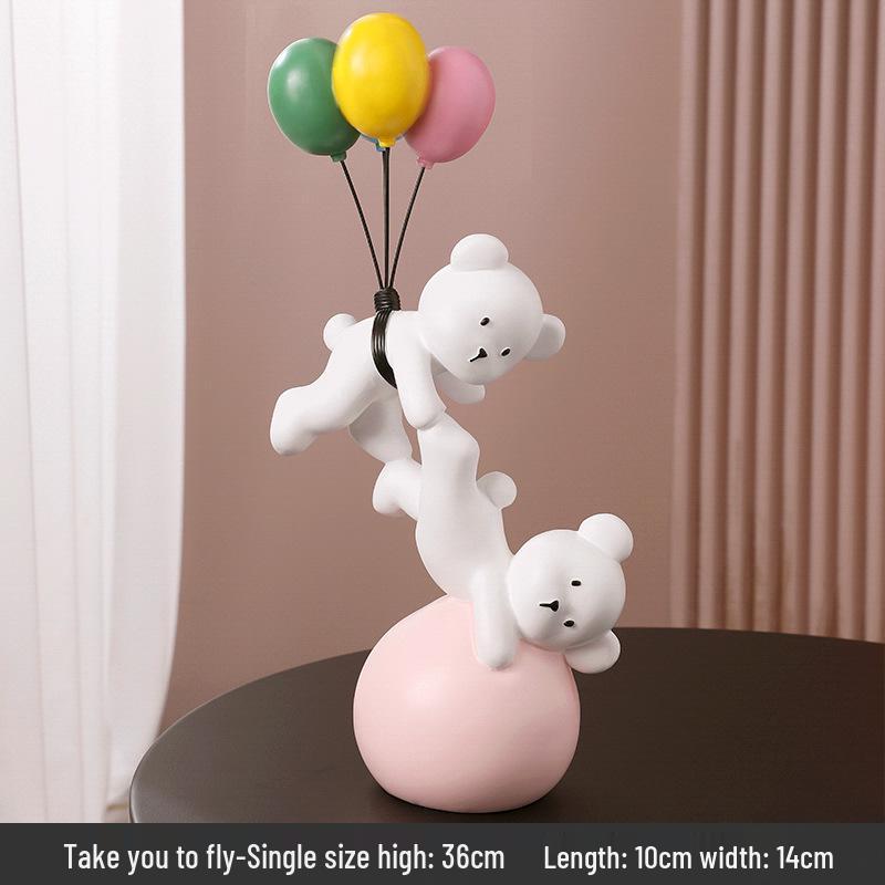 Balloon Bear Resin Figurine - Creative Decorative Gift