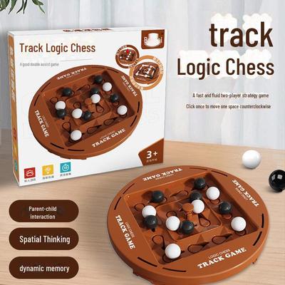 TrackLogic Chess: Joc de societate alb-negru pentru doi jucători pentru antrenarea creierului și gândirea strategică a copiilor