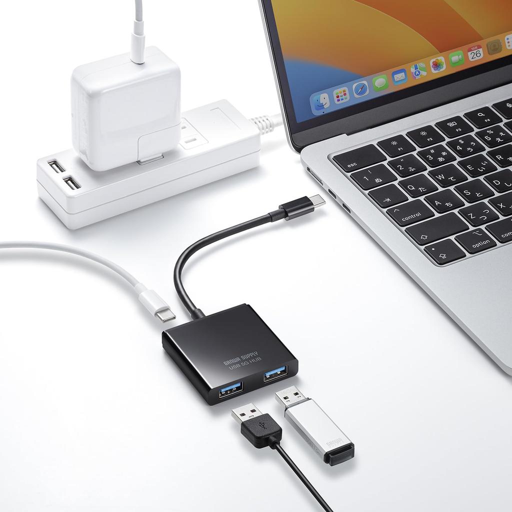 Sanwa Supply USB Hub Type-C (2 A/1 C) USB-3TCP9BK